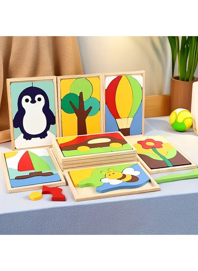 Creative Jigsaw Puzzle Hot Air Balloon Kids Wooden Building Blocks Educational 3D Construction Toy - Image 1